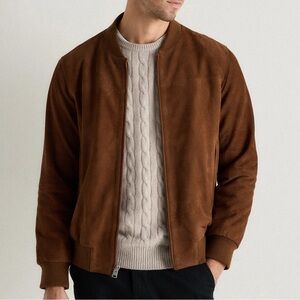 Quince Men 100% Suede Bomber Jacket Dark Chestnut Brown
Outerwear L
